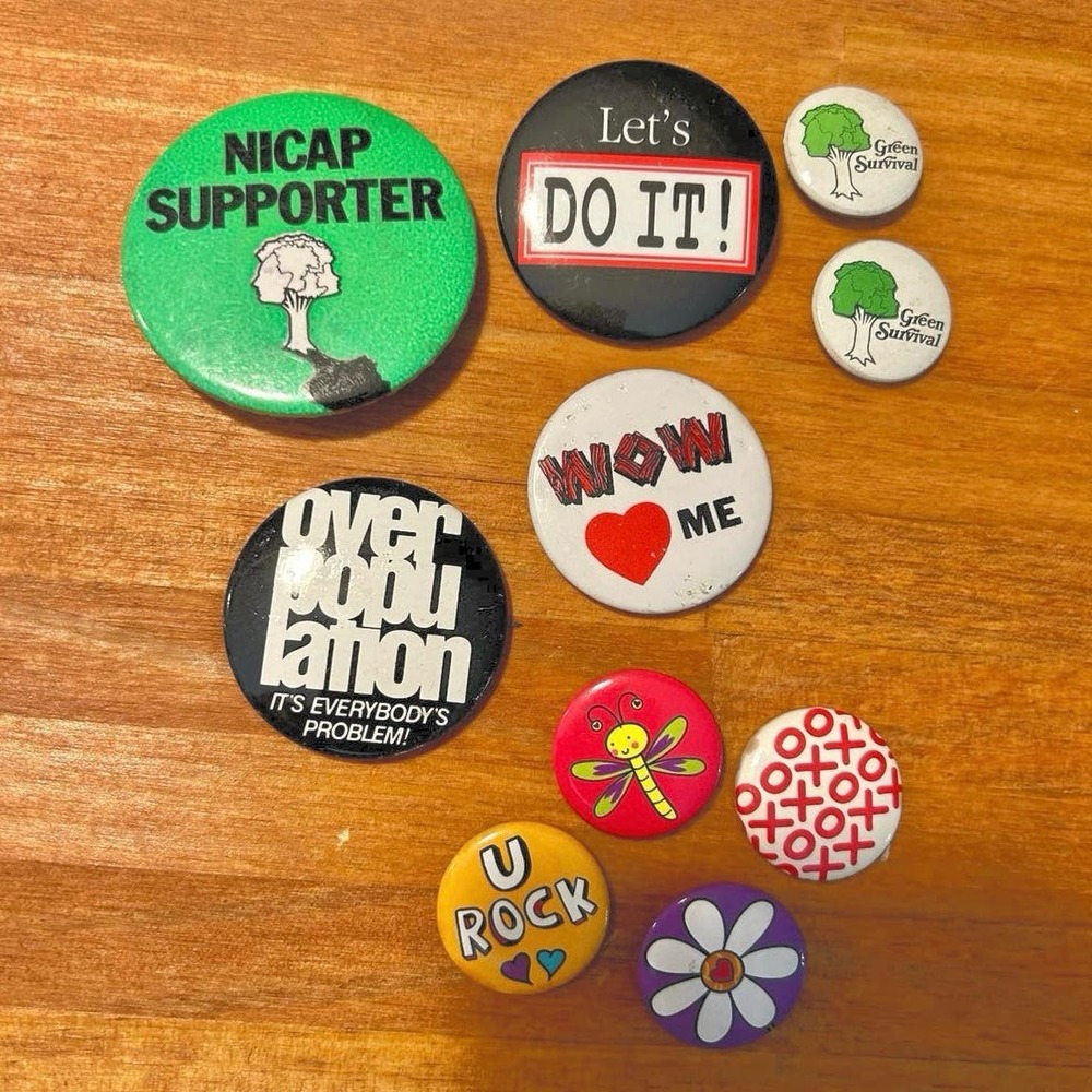 Vintage Hippie Pin Lot Environmentalist Tree Advocate‎ NICAP